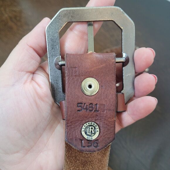 Leatherock Studded Brown Leather Belt Size L36 Western L 36 Boho 5481 Unisex USA - Picture 2 of 15